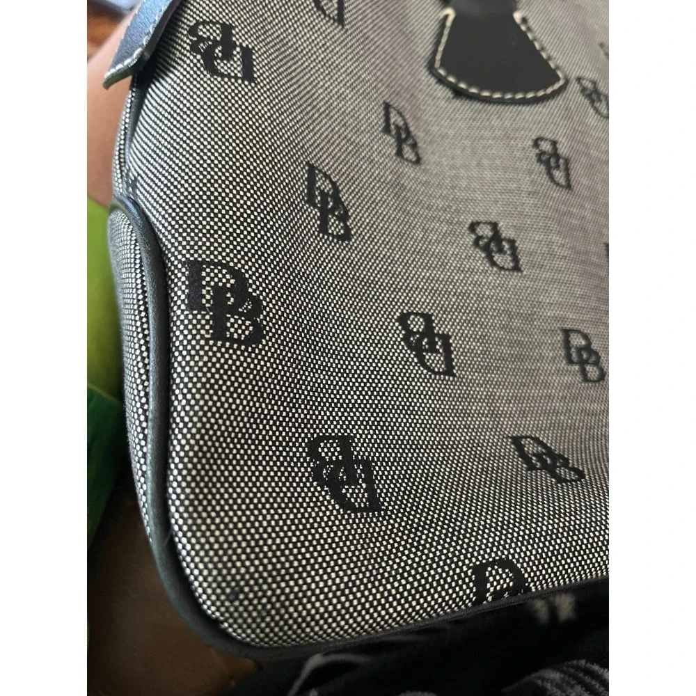 Dooney & Bourke Monogram Canvas Dome‎ Satchel Bag Black White DB Logo Handbag